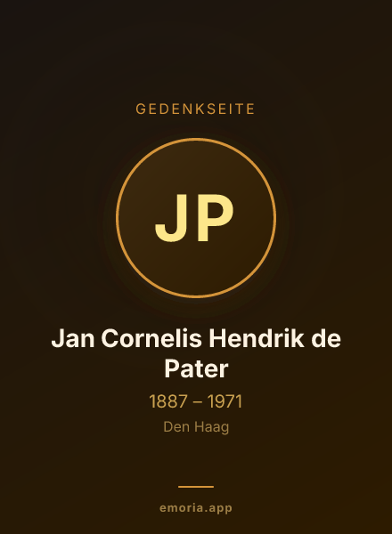 Gedenkportrait von Jan Cornelis Hendrik de Pater