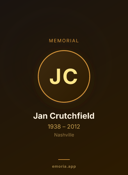 Memorial portrait of Jan Crutchfield