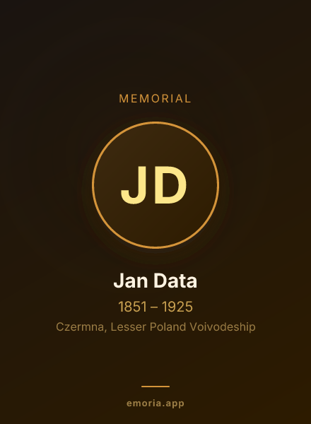 Memorial portrait of Jan Data