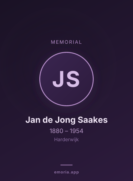 Memorial portrait of Jan de Jong Saakes