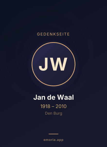 Gedenkportrait von Jan de Waal