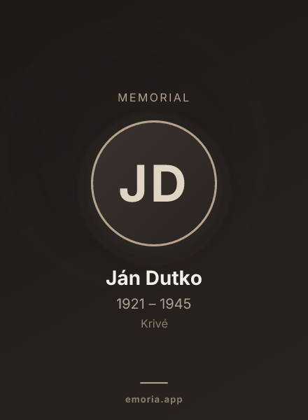 Memorial portrait of Ján Dutko