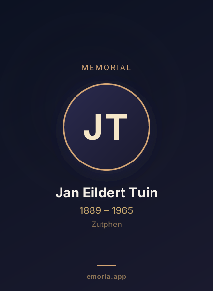 Memorial portrait of Jan Eildert Tuin