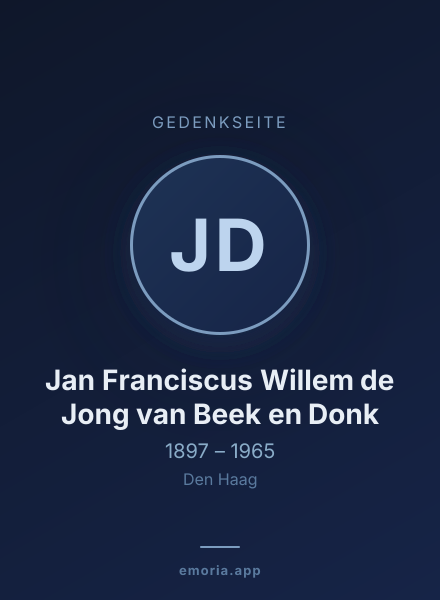 Gedenkportrait von Jan Franciscus Willem de Jong van Beek en Donk