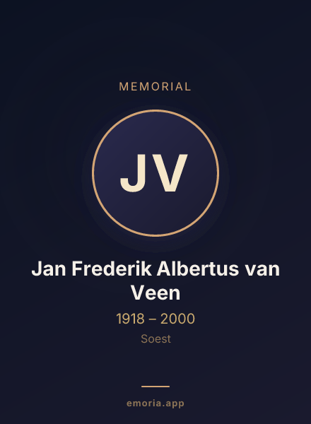 Memorial portrait of Jan Frederik Albertus van Veen