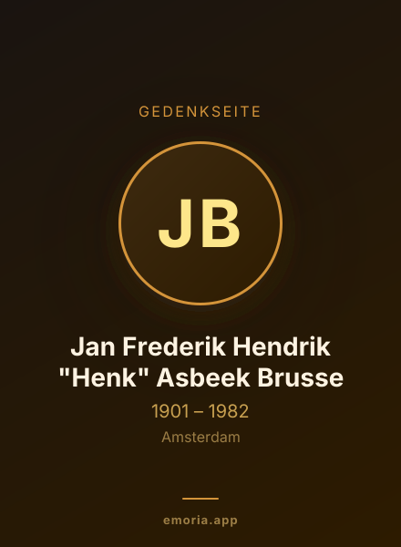 Gedenkportrait von Jan Frederik Hendrik "Henk" Asbeek Brusse