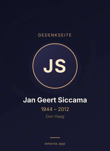 Gedenkportrait von Jan Geert Siccama