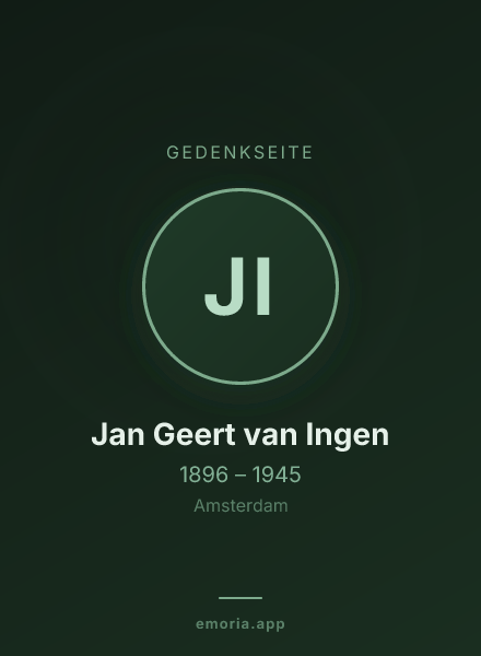 Gedenkportrait von Jan Geert van Ingen