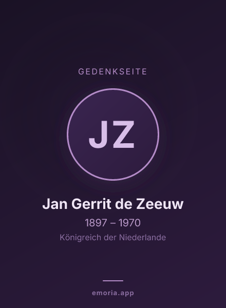 Gedenkportrait von Jan Gerrit de Zeeuw