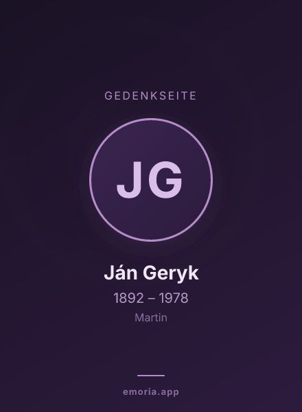 Gedenkportrait von Ján Geryk