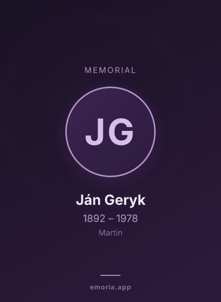 Memorial portrait of Ján Geryk