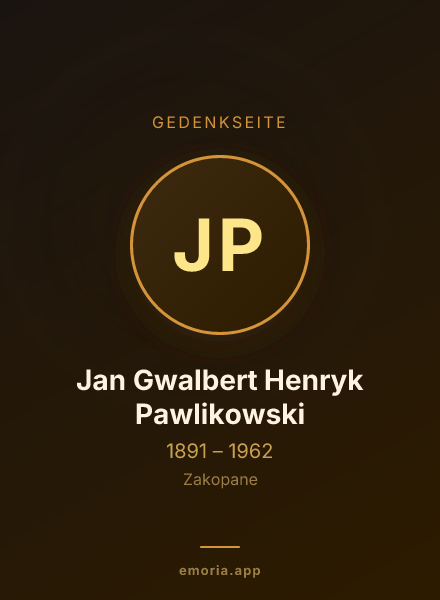 Gedenkportrait von Jan Gwalbert Henryk Pawlikowski
