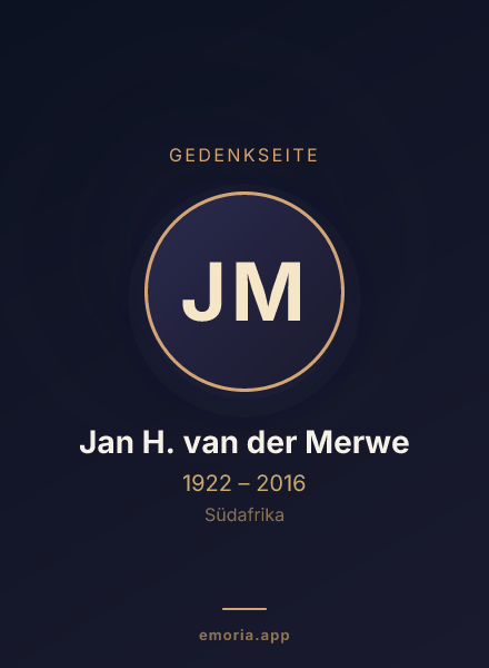 Gedenkportrait von Jan H. van der Merwe