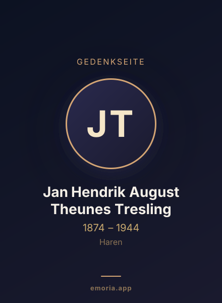 Gedenkportrait von Jan Hendrik August Theunes Tresling