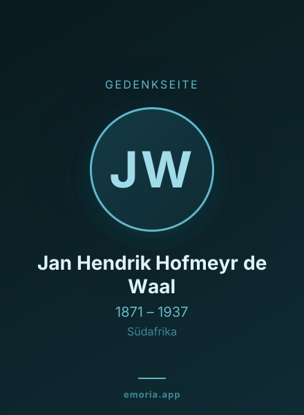Gedenkportrait von Jan Hendrik Hofmeyr de Waal