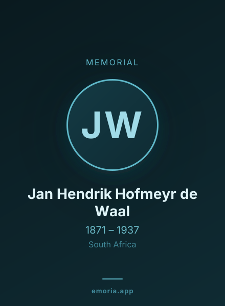 Memorial portrait of Jan Hendrik Hofmeyr de Waal
