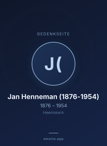 Gedenkportrait von Jan Henneman (1876-1954)