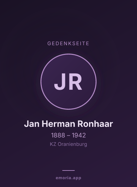 Gedenkportrait von Jan Herman Ronhaar