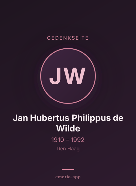 Gedenkportrait von Jan Hubertus Philippus de Wilde