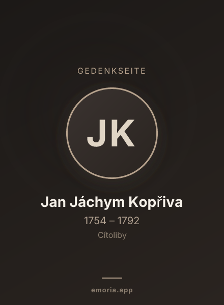 Gedenkportrait von Jan Jáchym Kopřiva