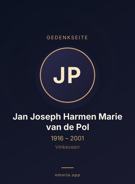 Gedenkportrait von Jan Joseph Harmen Marie van de Pol