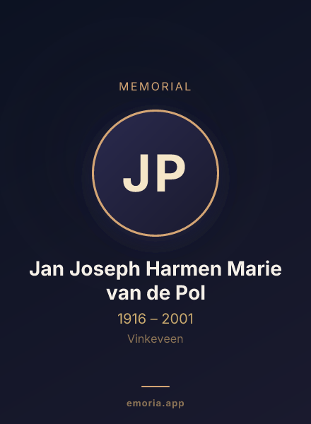 Memorial portrait of Jan Joseph Harmen Marie van de Pol