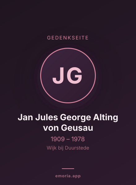 Gedenkportrait von Jan Jules George Alting von Geusau