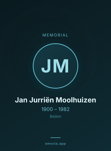 Memorial portrait of Jan Jurriën Moolhuizen