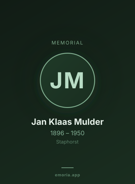 Memorial portrait of Jan Klaas Mulder