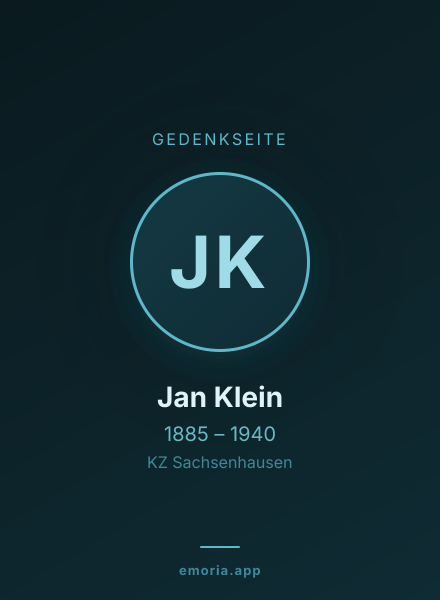 Gedenkportrait von Jan Klein
