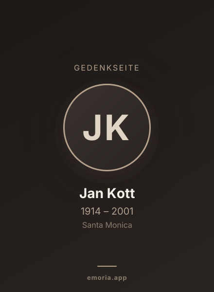 Gedenkportrait von Jan Kott