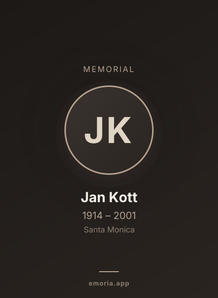 Memorial portrait of Jan Kott
