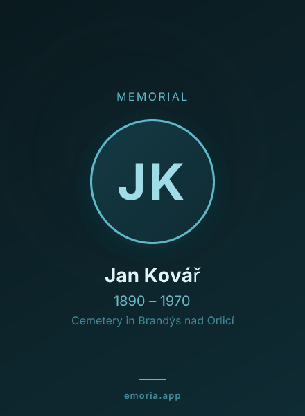 Memorial portrait of Jan Kovář