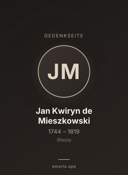 Gedenkportrait von Jan Kwiryn de Mieszkowski