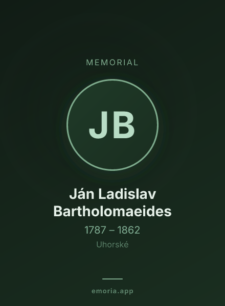 Memorial portrait of Ján Ladislav Bartholomaeides
