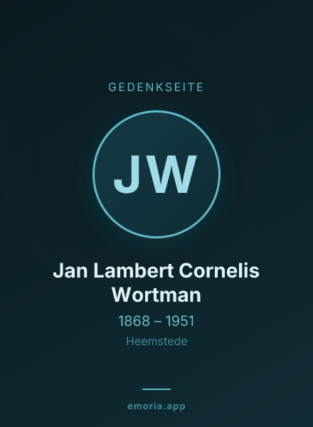 Gedenkportrait von Jan Lambert Cornelis Wortman