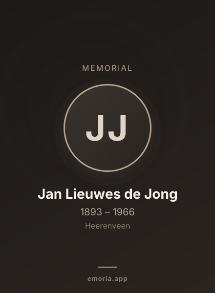 Memorial portrait of Jan Lieuwes de Jong