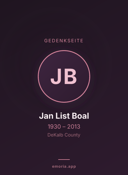 Gedenkportrait von Jan List Boal