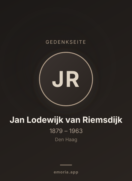 Gedenkportrait von Jan Lodewijk van Riemsdijk