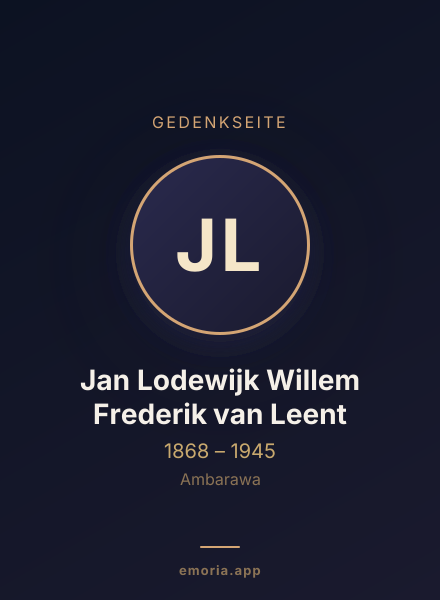 Gedenkportrait von Jan Lodewijk Willem Frederik van Leent