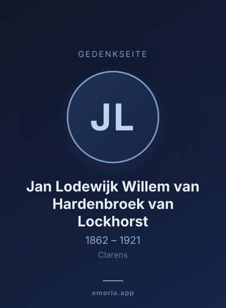Gedenkportrait von Jan Lodewijk Willem van Hardenbroek van Lockhorst
