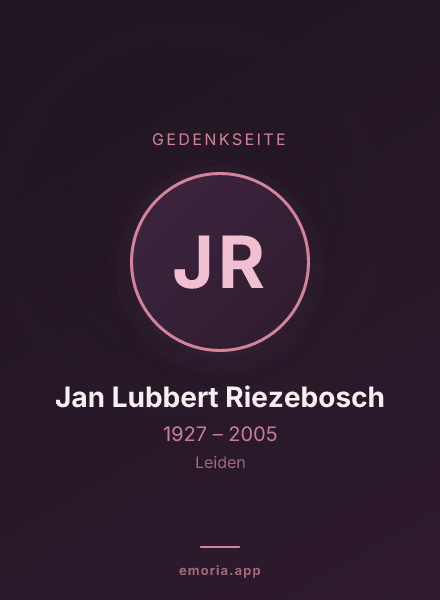 Gedenkportrait von Jan Lubbert Riezebosch