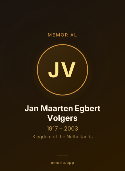 Memorial portrait of Jan Maarten Egbert Volgers