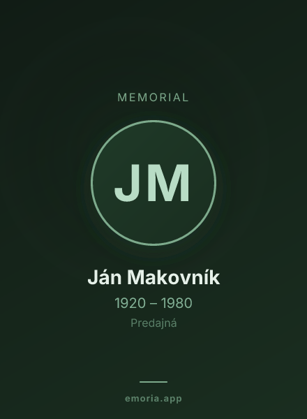 Memorial portrait of Ján Makovník