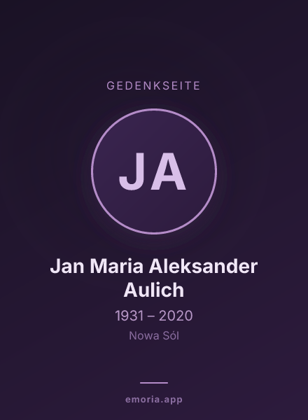 Gedenkportrait von Jan Maria Aleksander Aulich