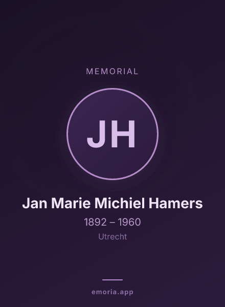 Memorial portrait of Jan Marie Michiel Hamers