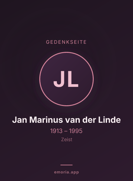 Gedenkportrait von Jan Marinus van der Linde