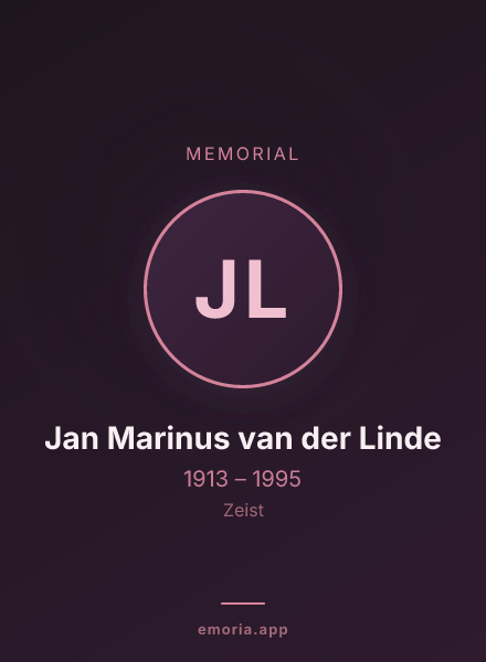 Memorial portrait of Jan Marinus van der Linde