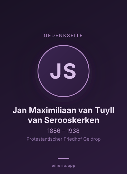 Gedenkportrait von Jan Maximiliaan van Tuyll van Serooskerken