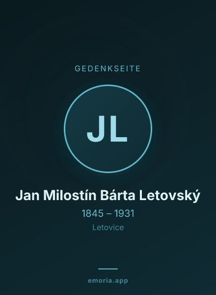 Gedenkportrait von Jan Milostín Bárta Letovský